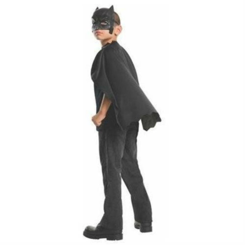 Batman Cape & Mask Halloween Black Dress Up 2 Pc Party Costume Kids 6+